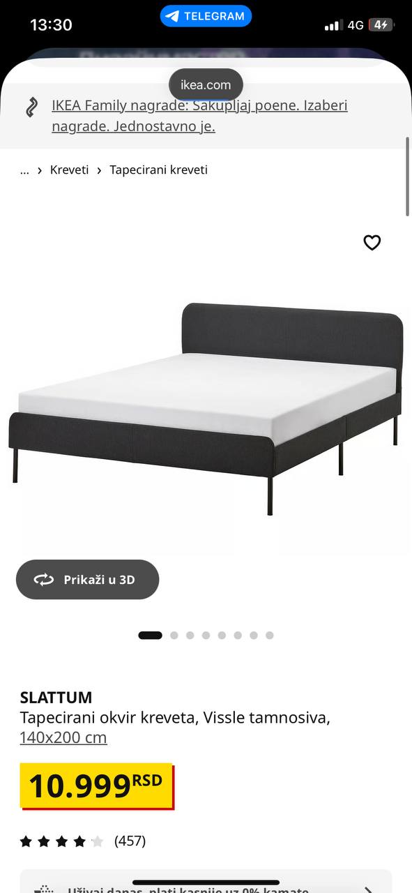 Кровать IKEA Slattum с матрасом 7