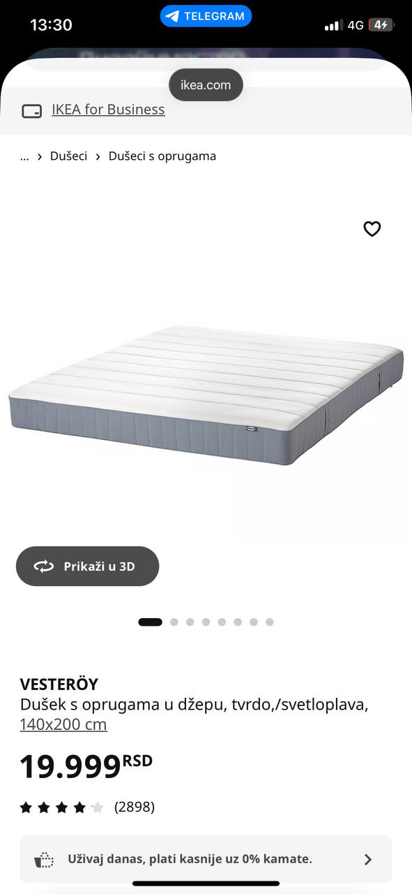 Кровать IKEA Slattum с матрасом 6