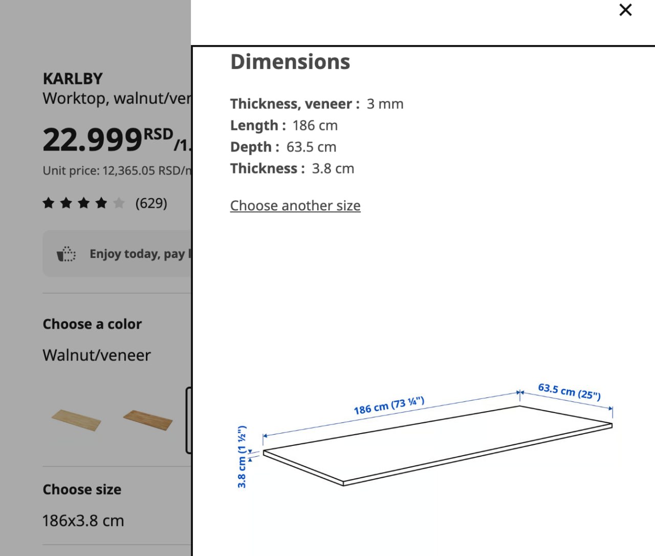 Столешница IKEA Karlby орех 2