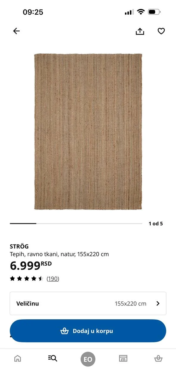 Ковер IKEA STROG 155x220 1