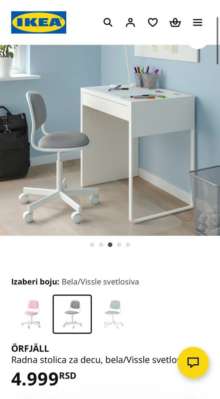 Стул IKEA б/у белый Дединье 1