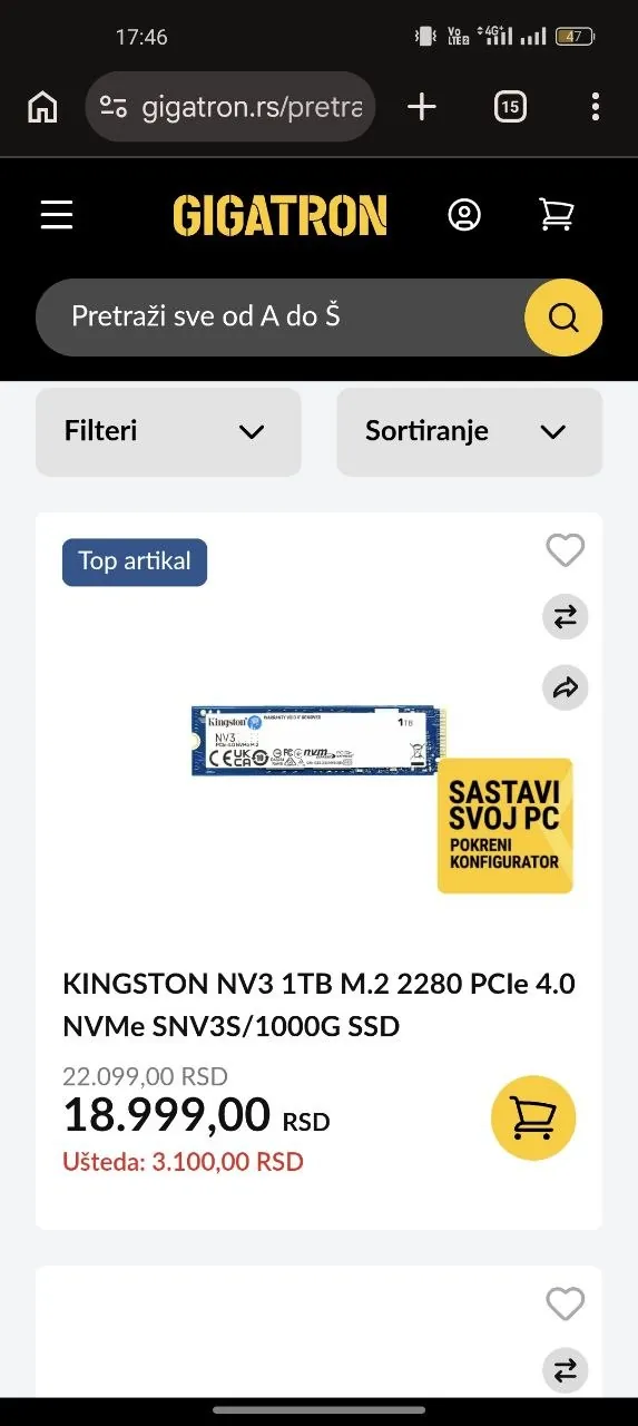 SSD Kingston NV3 1 ТБ M.2 NVMe Нови-Сад 1