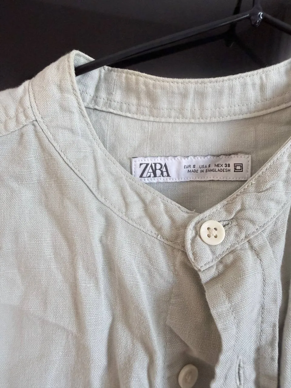 Льняная рубашка ZARA с воротником в азиатском стиле 2