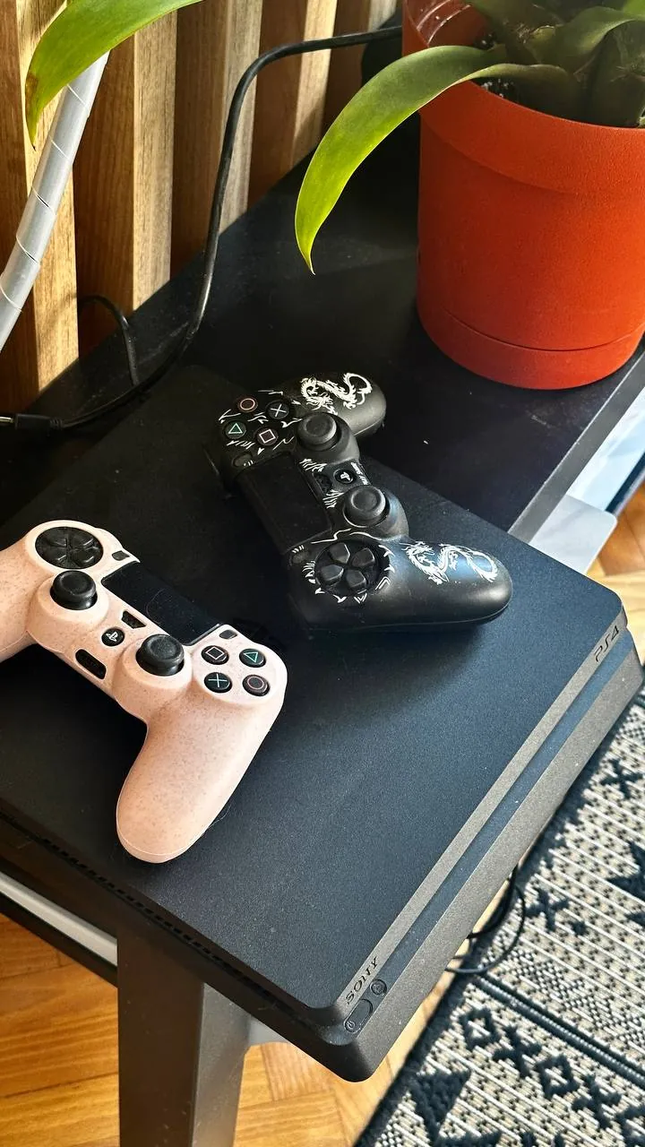 PlayStation 4 с двумя контроллерами в чехлах 1