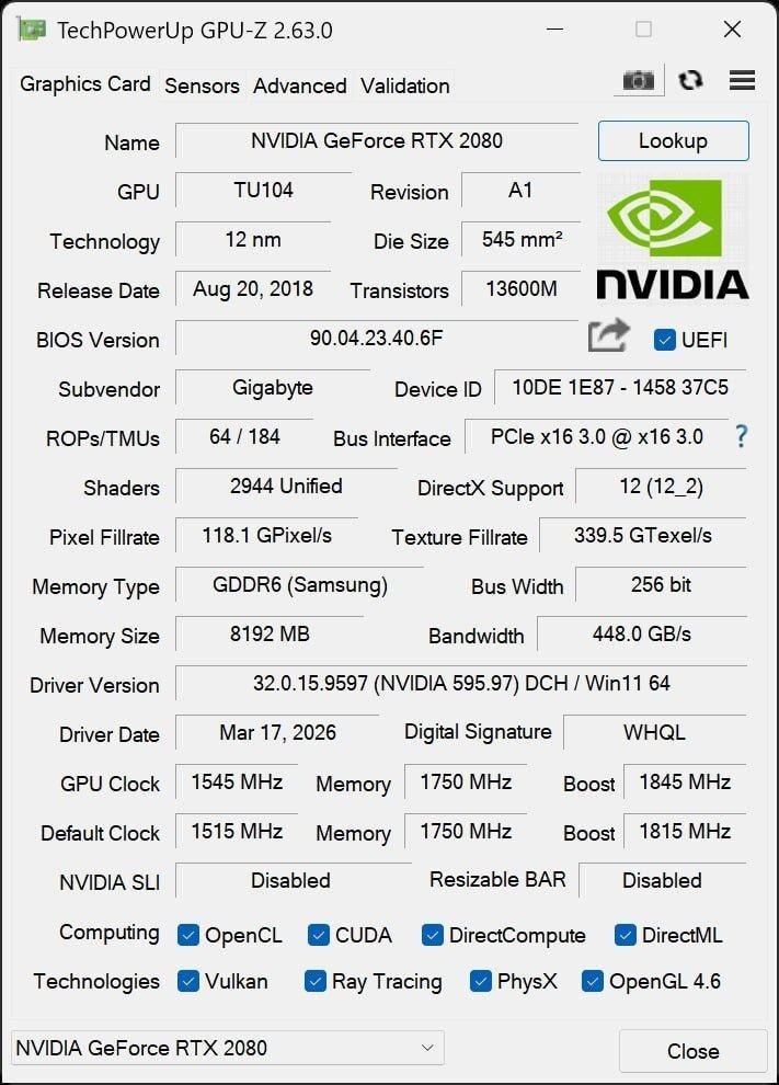 Видеокарта GeForce RTX 2080 Gaming OC 3