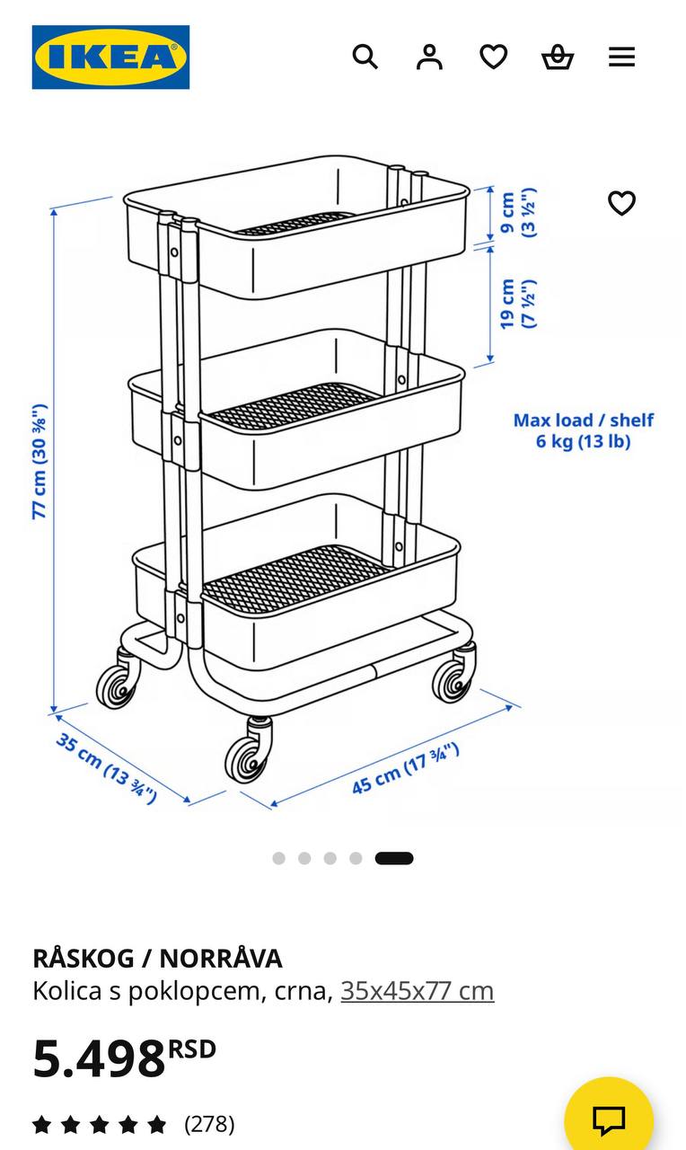 Тележка столик на колесах IKEA 5