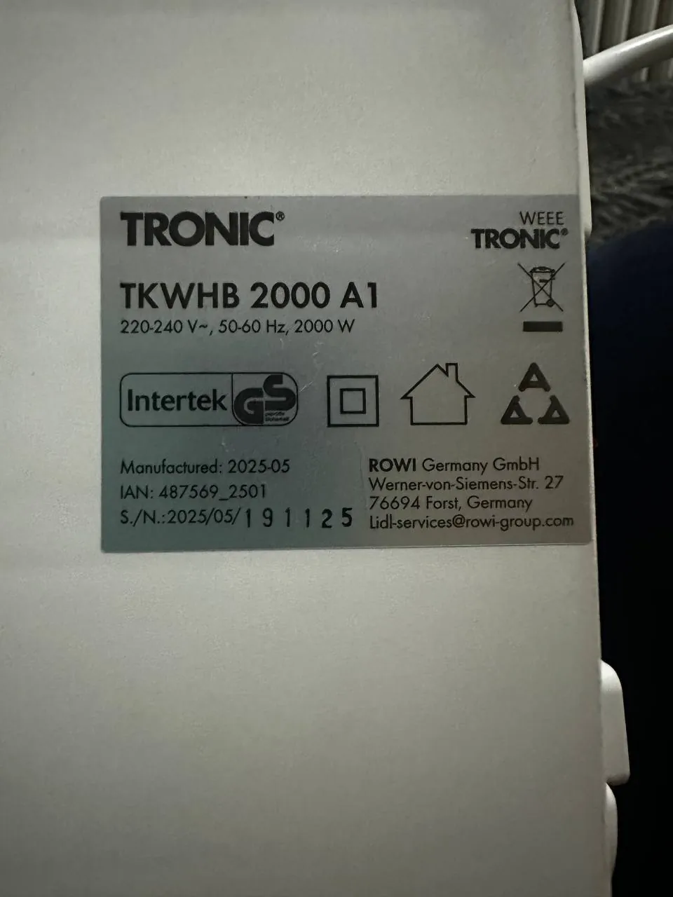 Настенный обогреватель Tronic TKWHB 2000 Вт Звездара 3