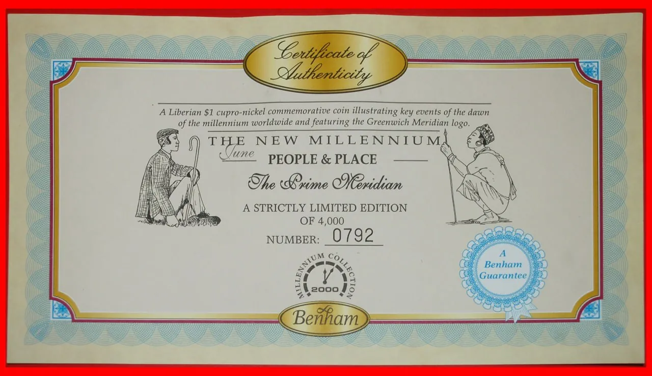 Монета Liberia 1 Dollar 2000 с двумя ошибками UNC 5
