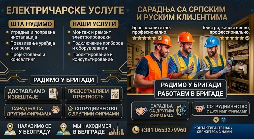 Электромонтажные работы мастера в Белграде 1