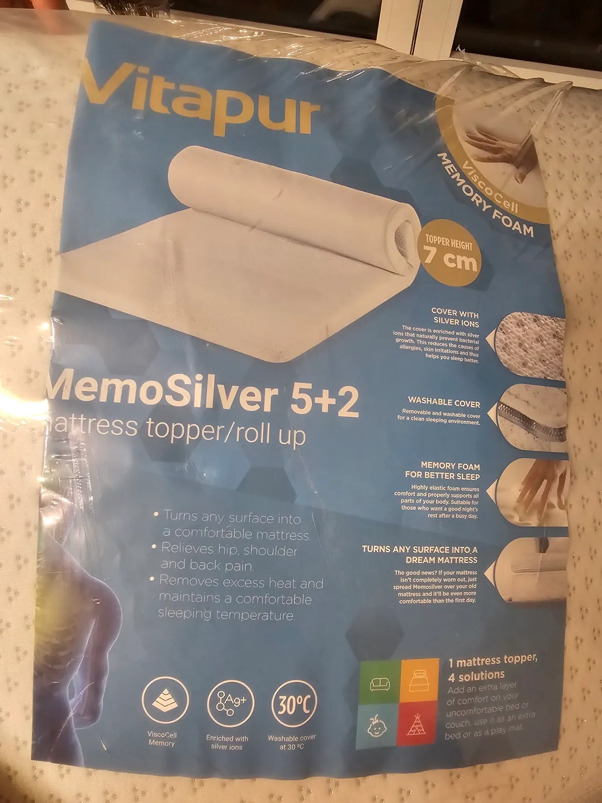 Матрас-топпер Vitapur MemoSilver 5+2 новый 200×200 см 1