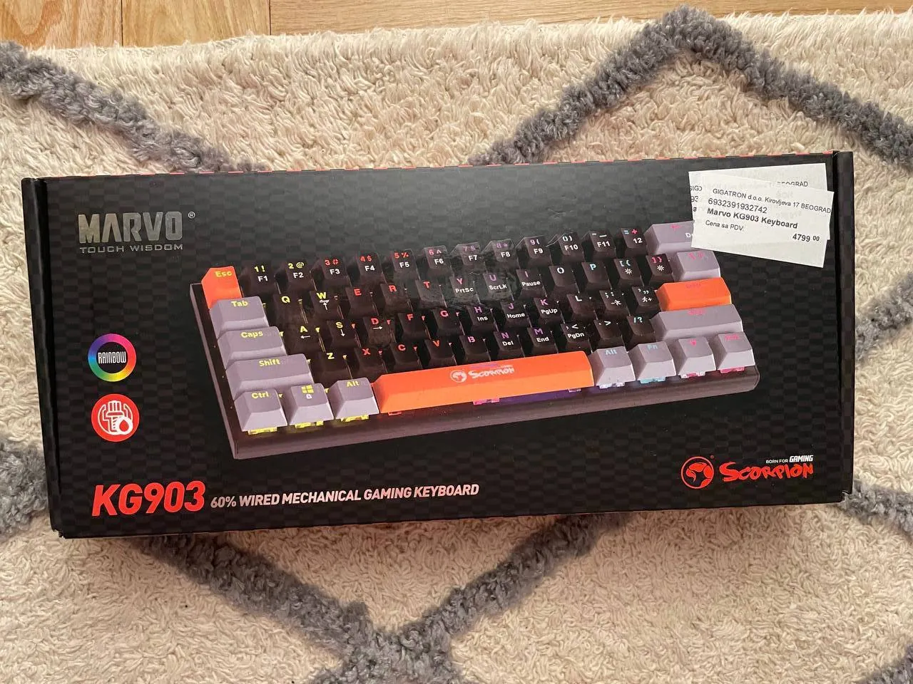 Игровая клавиатура Marvo KG903 компактный формат 40% 1