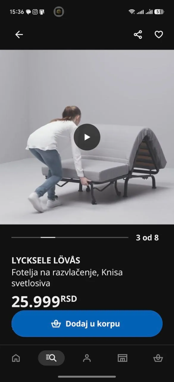 Кресло-кровать IKEA LYCKSELE LÖVAS как новое Ротквария 3