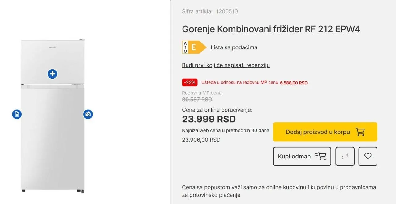 Компактный холодильник Gorenje идеальное состояние 1