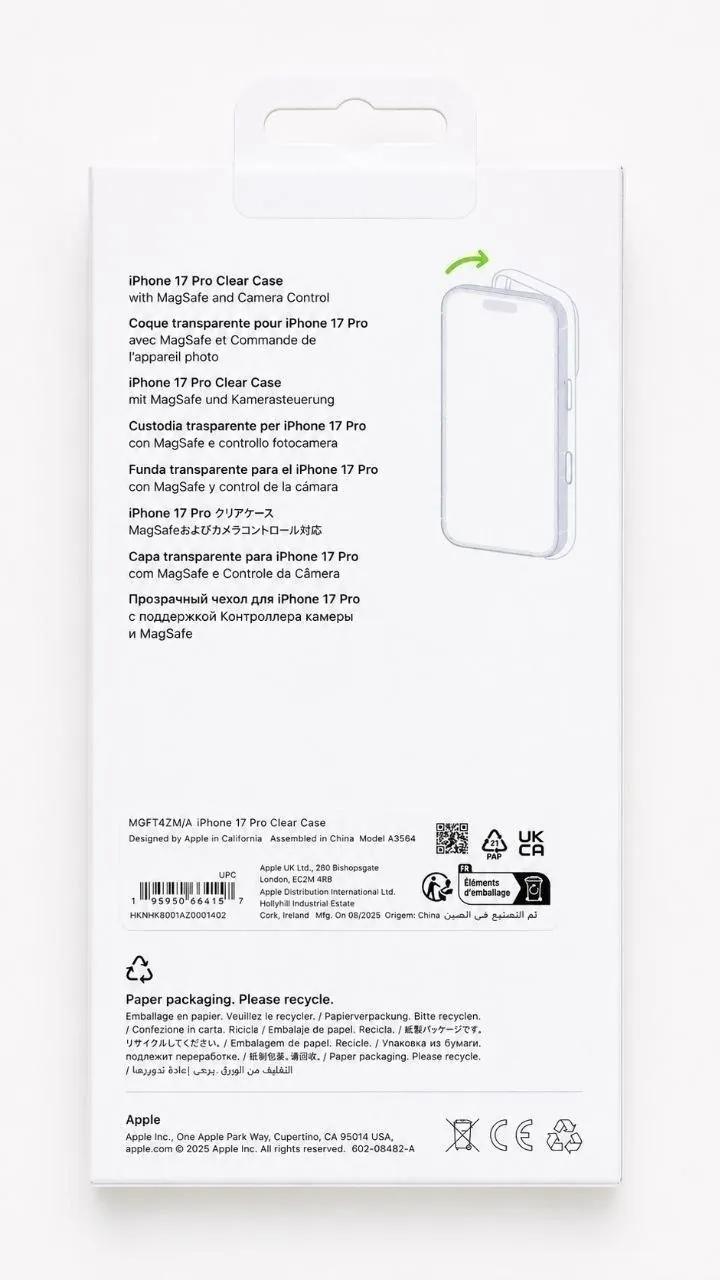 Оригинальный чехол Apple Clear Case для iPhone 17 Pro 2