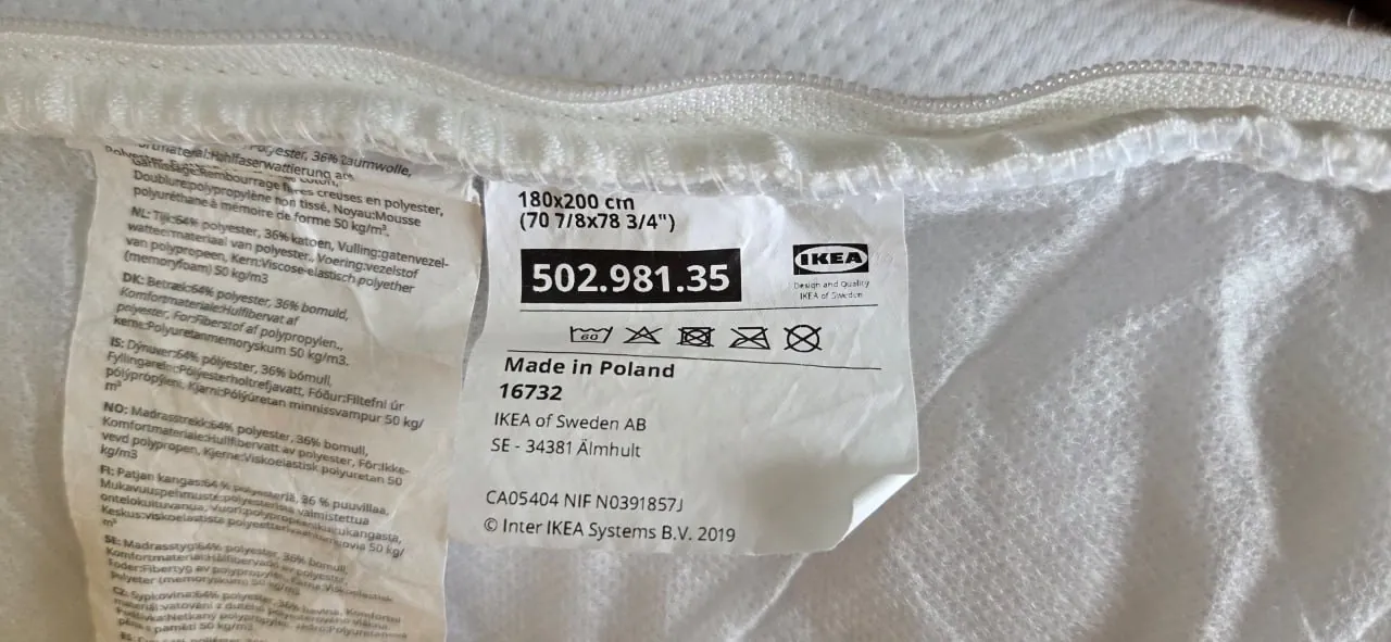 Матрас-топпер IKEA TUSSÖY 180x200 memory foam 6