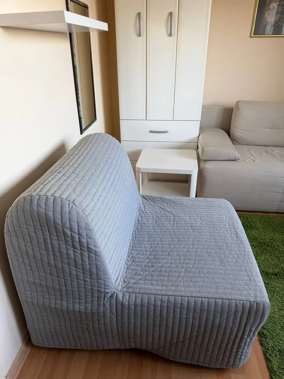 Кресло-кровать IKEA LYCKSELE серый чехол Нови-Сад 2