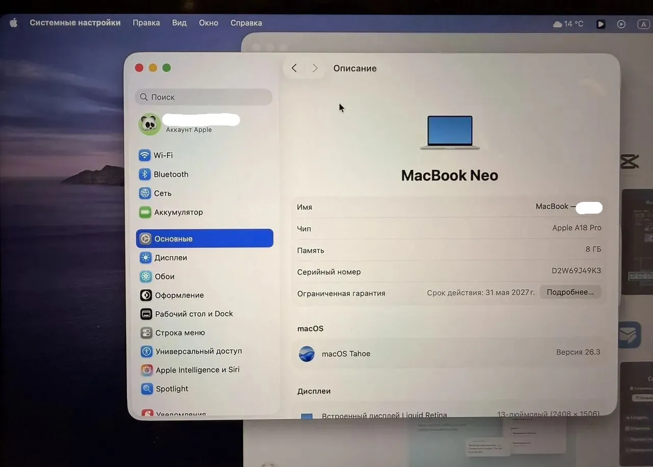 Ноутбук Apple MacBook Neo 256 ГБ 13 дюймов 4