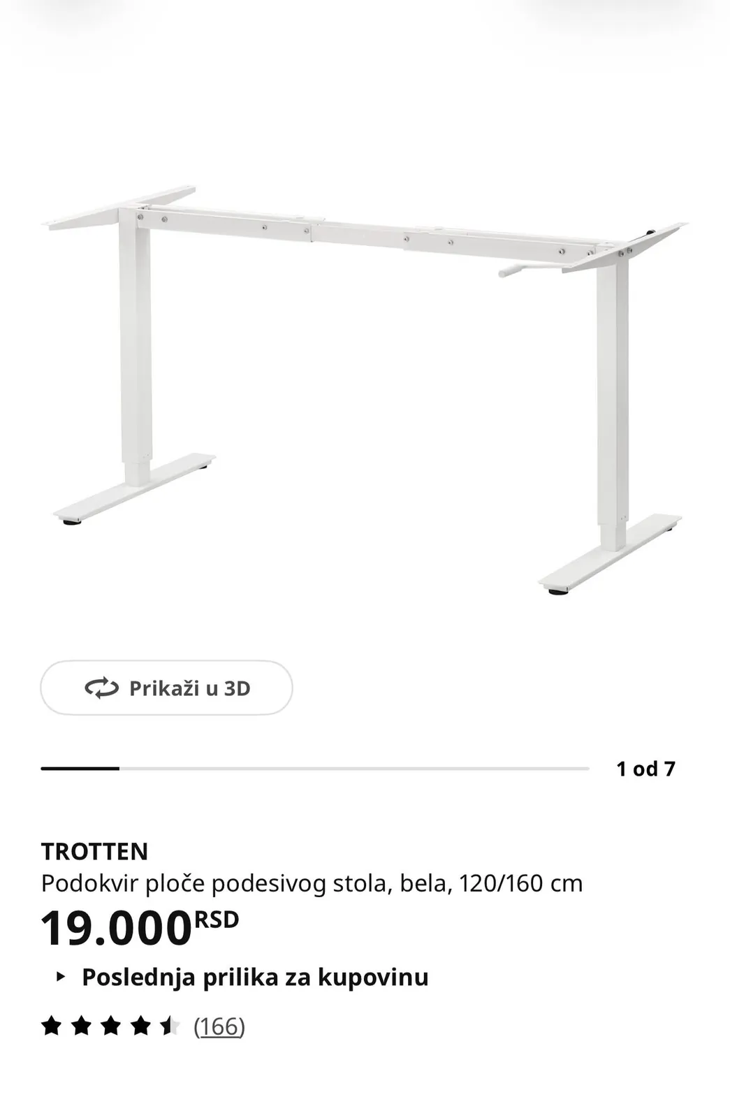 Стол IKEA TROTTEN с регулировкой высоты Белград 3