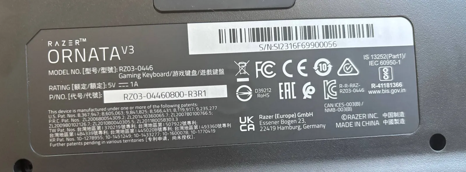 Игровая клавиатура Razer Ornata V3 с RGB-подсветкой 3