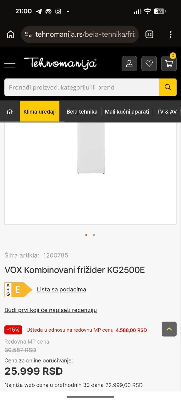 Холодильник VOX KG2500E в идеальном состоянии 2