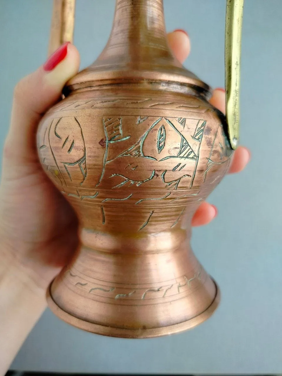 Антикварная пепельница, портсигар и медный ибрик 10