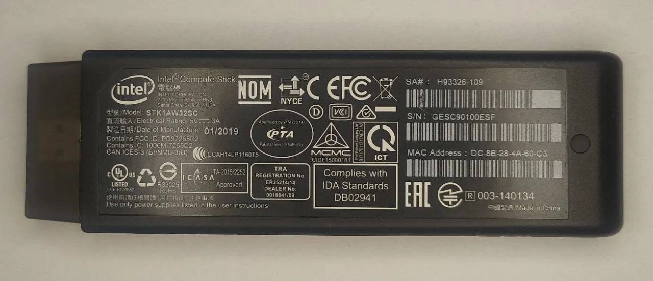 Мини-компьютер Intel Compute Stick STK1AW32SC 2
