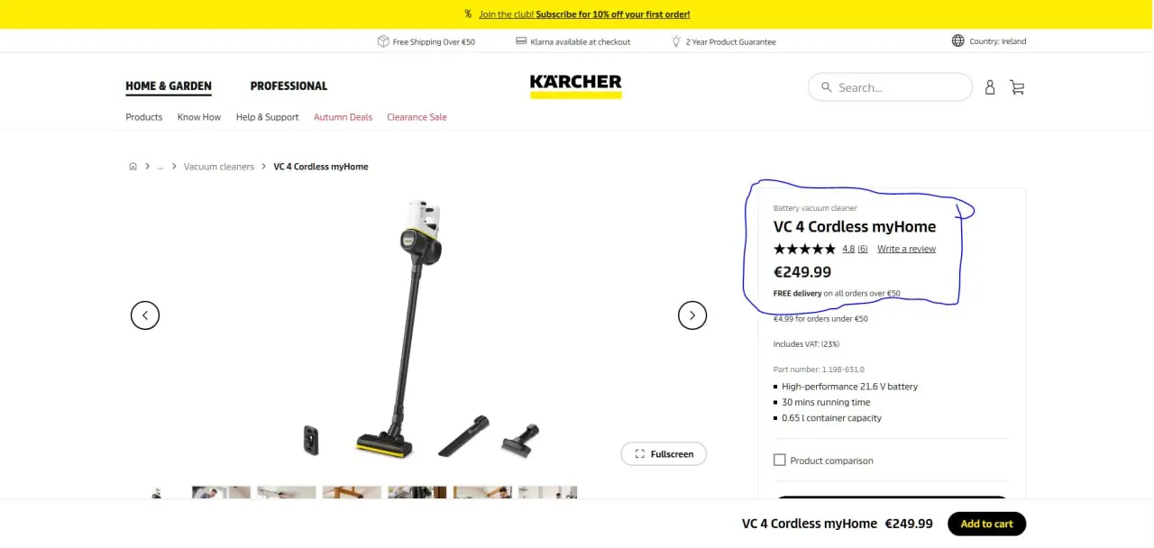 Пылесос Kärcher VC 4 Cordless беспроводной Белград 2