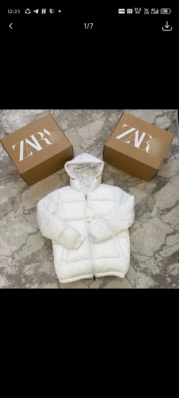 Зимний пуховик Zara с капюшоном Белград 1