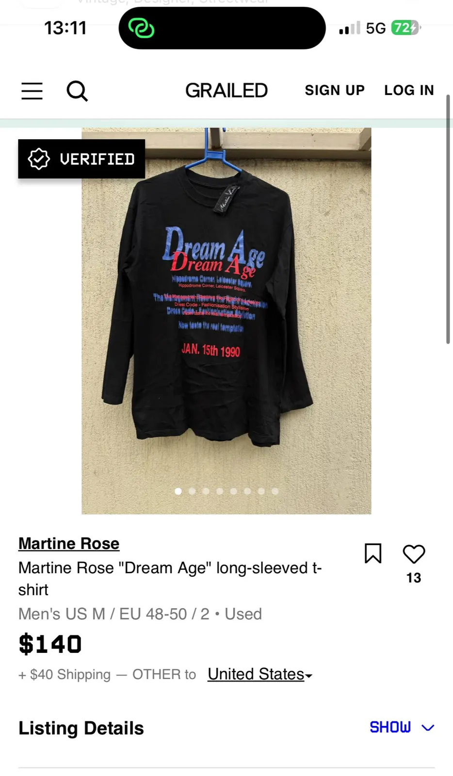 Лонгслив Martine Rose Dream Age размер L 6
