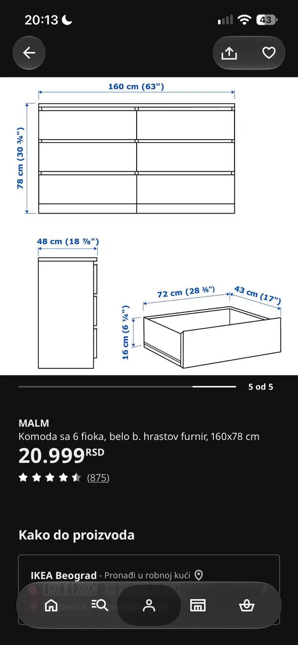 Комод IKEA MALM с доставкой по Белграду 3