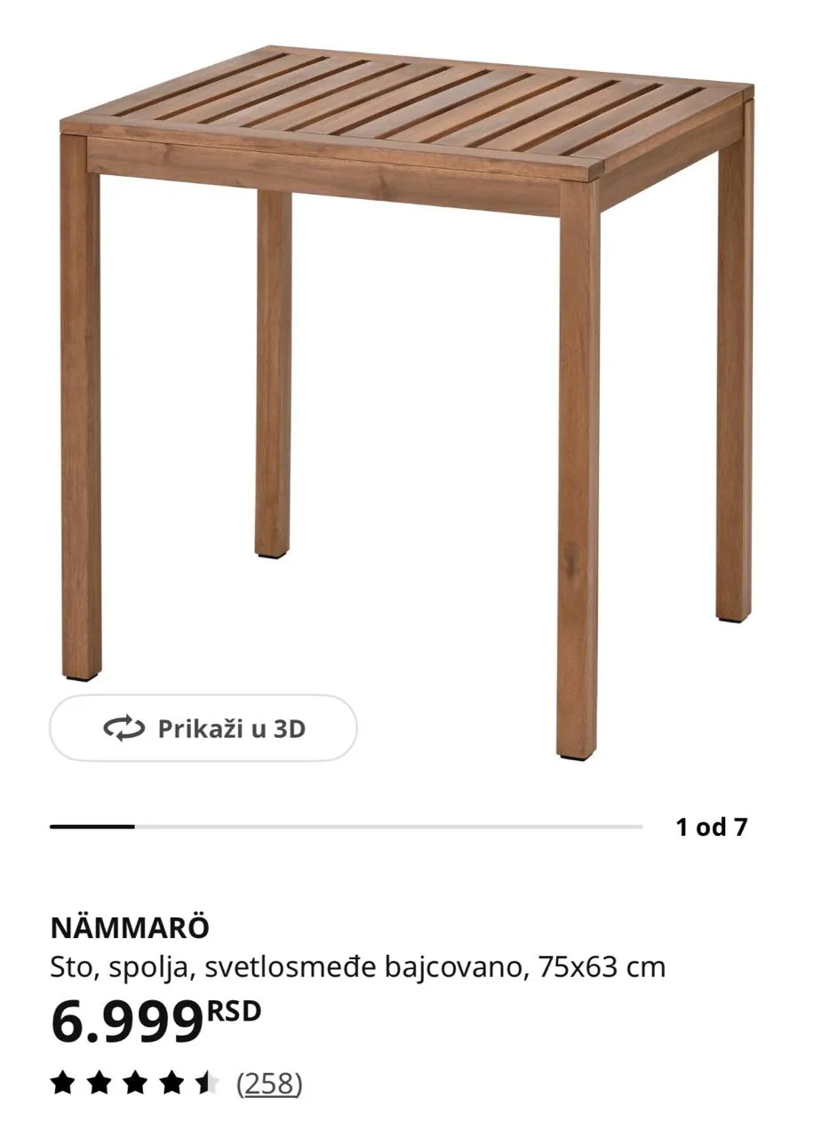 Садовый стол IKEA NÄMMARÖ 75×63 см в разобранном виде 1
