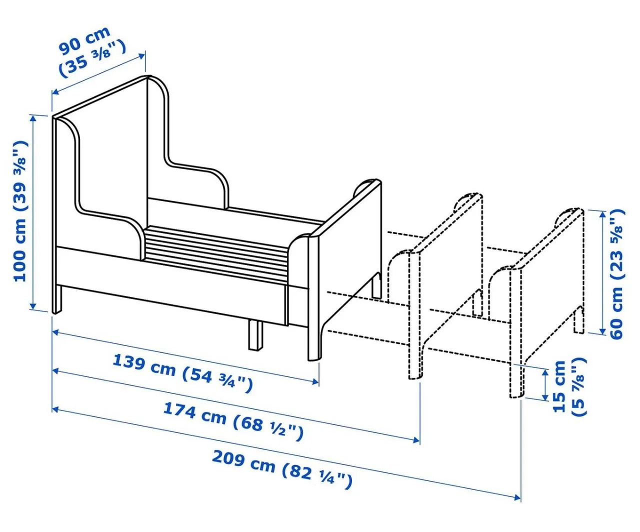 Детская растущая кровать IKEA Busunge с матрасом 2