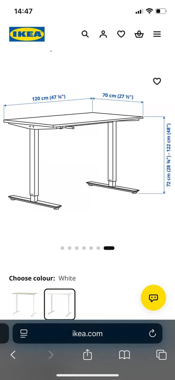 Рабочий стол IKEA Trotten 120х70 с регулировкой высоты 2