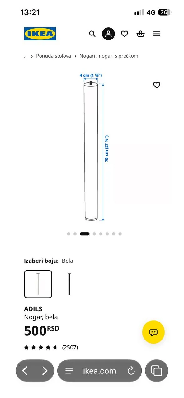 Ножки для стола IKEA ADILS четыре штуки 2