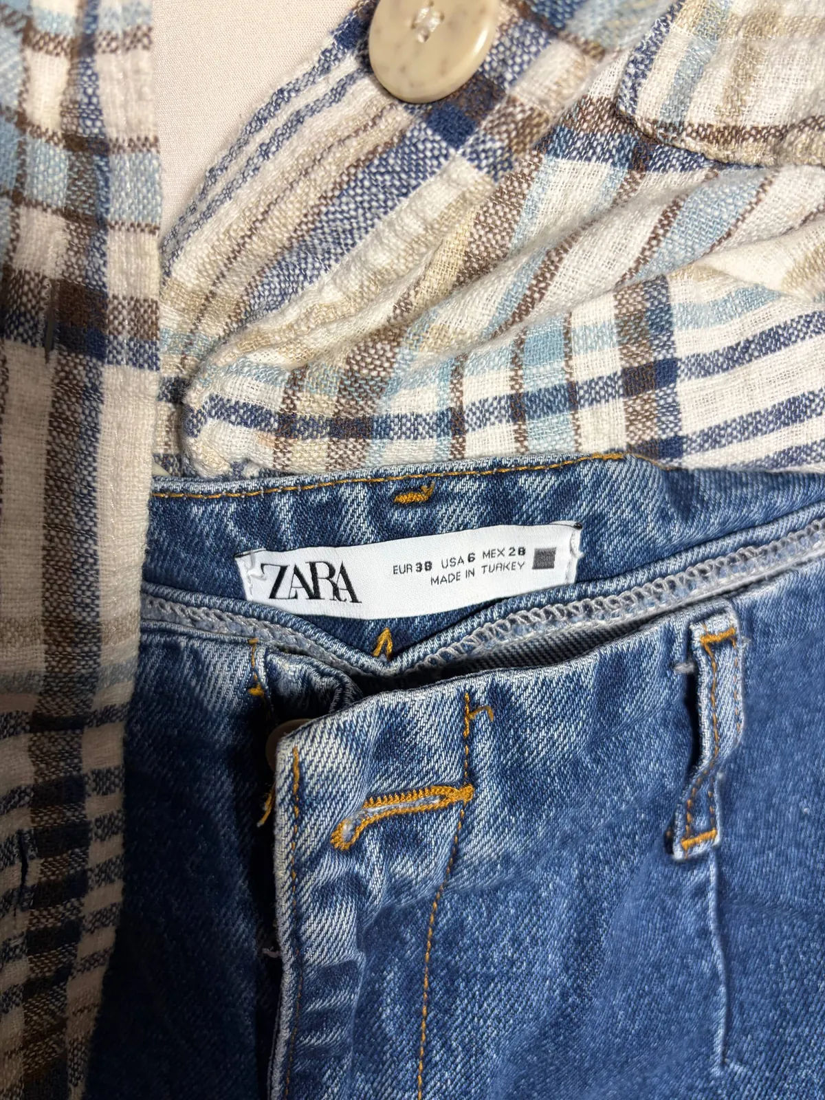 Женский костюм кроп и комплект джинсы с рубашкой Zara 5