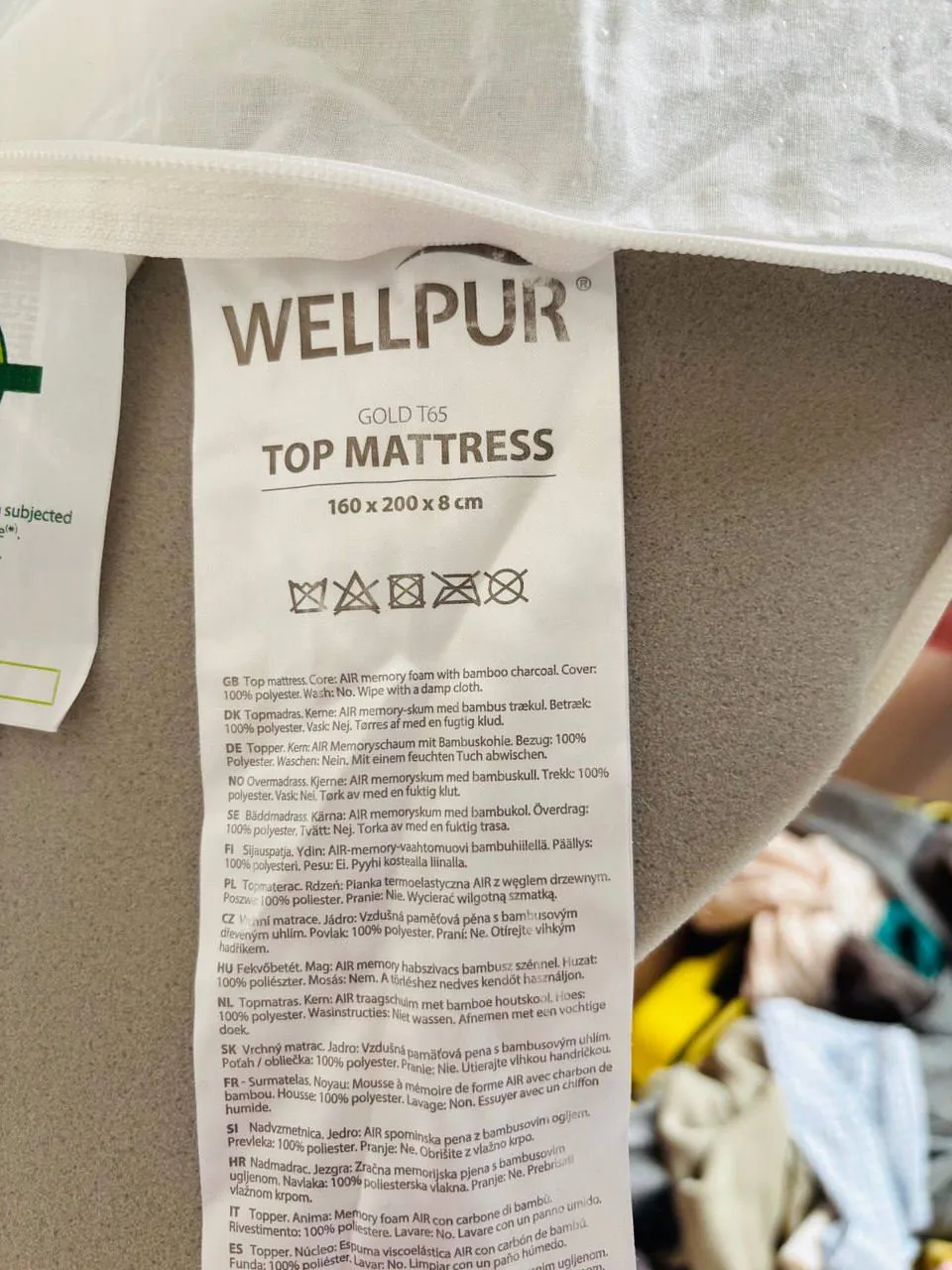 Наматрасник из пены с эффектом памяти Wellpur T65 160x200 см 3
