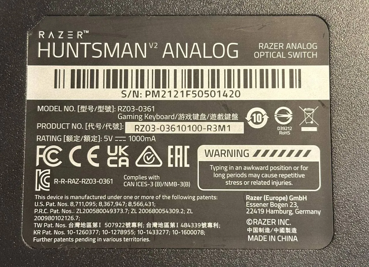 Клавиатура Razer Huntsman V2 Opto-Mechanical 3
