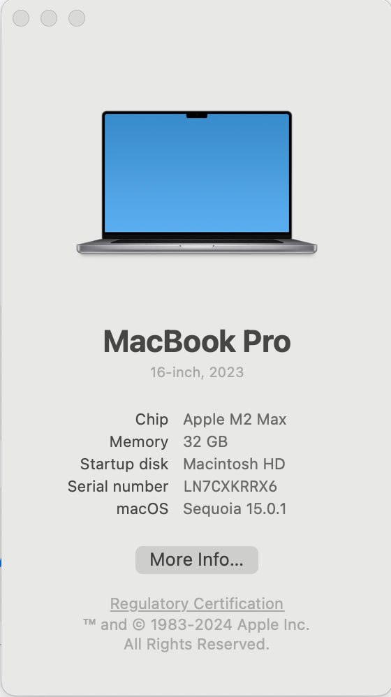 MacBook Pro 16 M2 Max 32GB 1TB 1