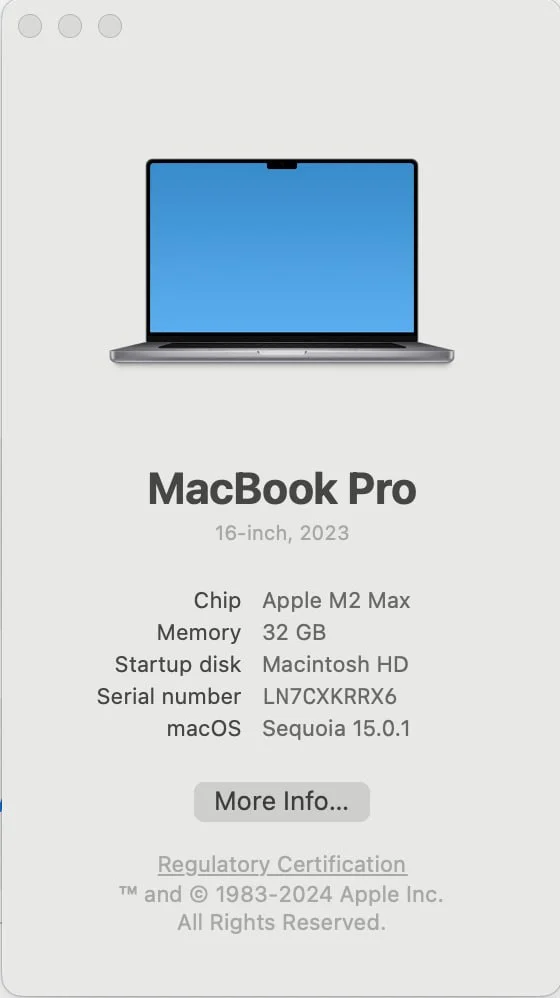 MacBook Pro 16 M2 Max 32GB 1TB 1