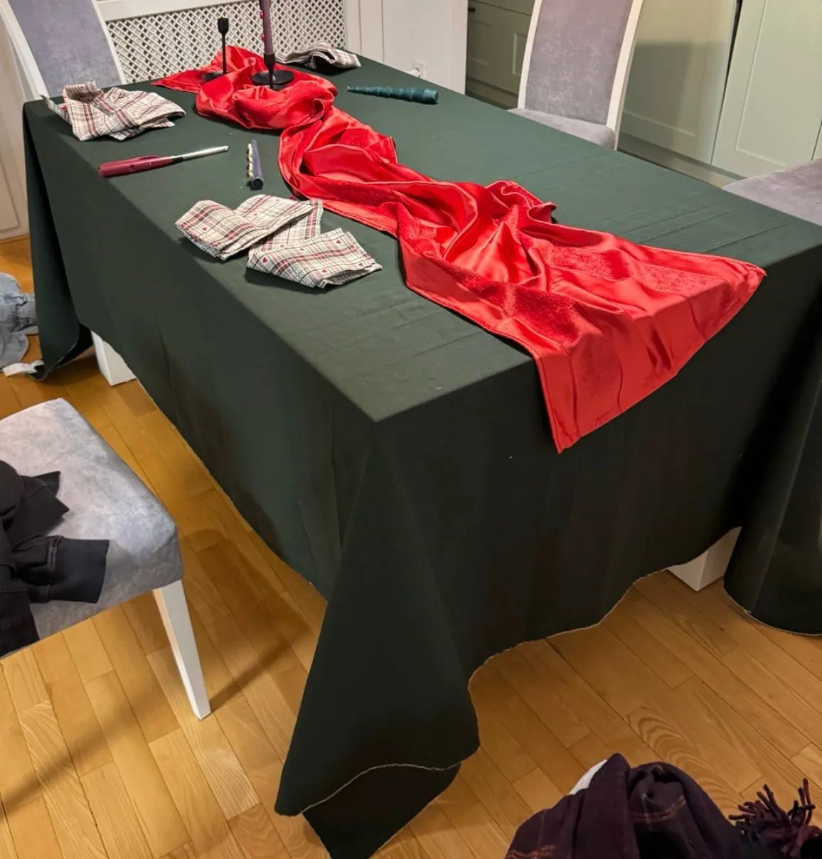 Скатерть Zara Home лён 200x300 тёмно-зелёная 2