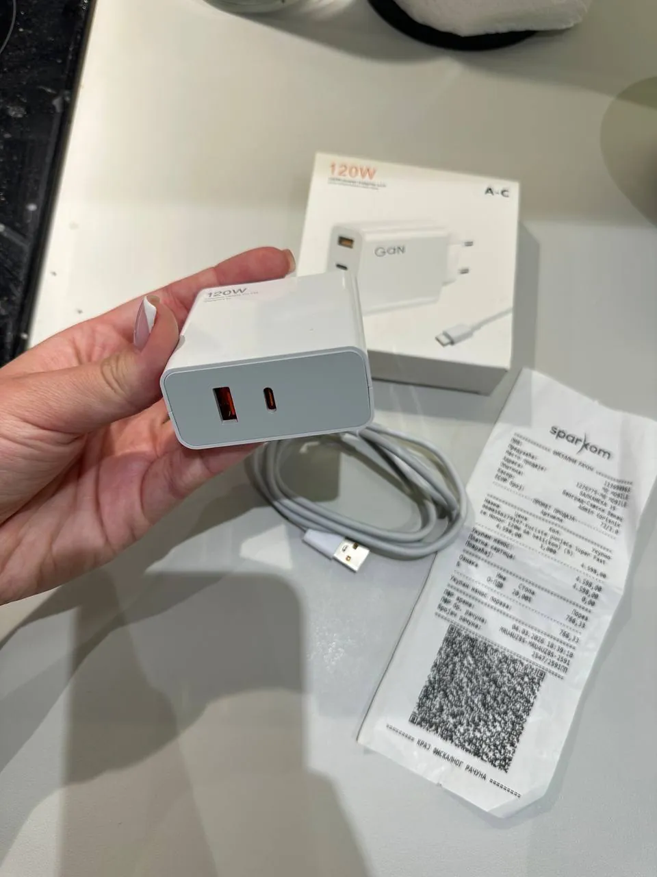 Зарядное GaN 120W USB Type-C быстрая 2