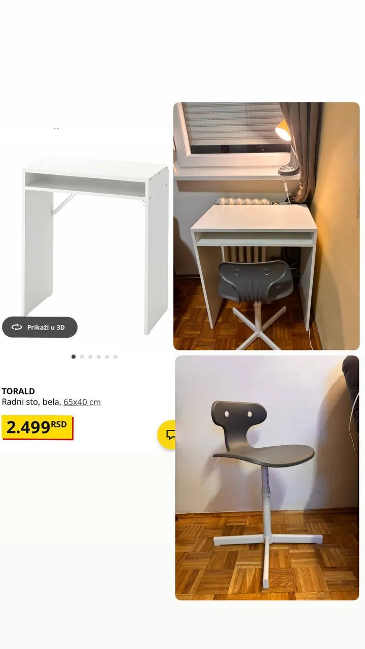 Стол IKEA со стулом компактный Дединье 3