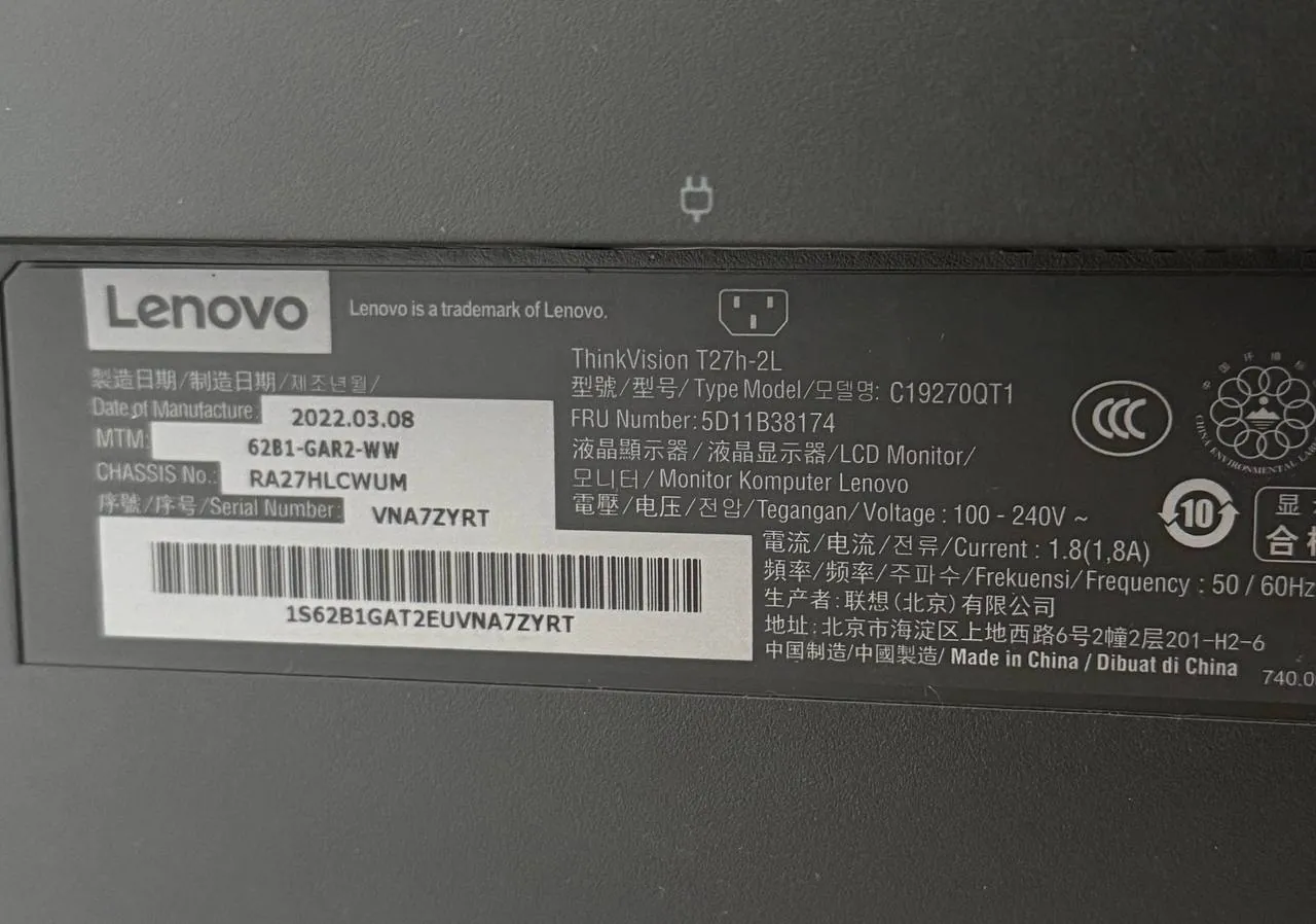 Монитор Lenovo ThinkVision T27h-2L 27 USB-C 3