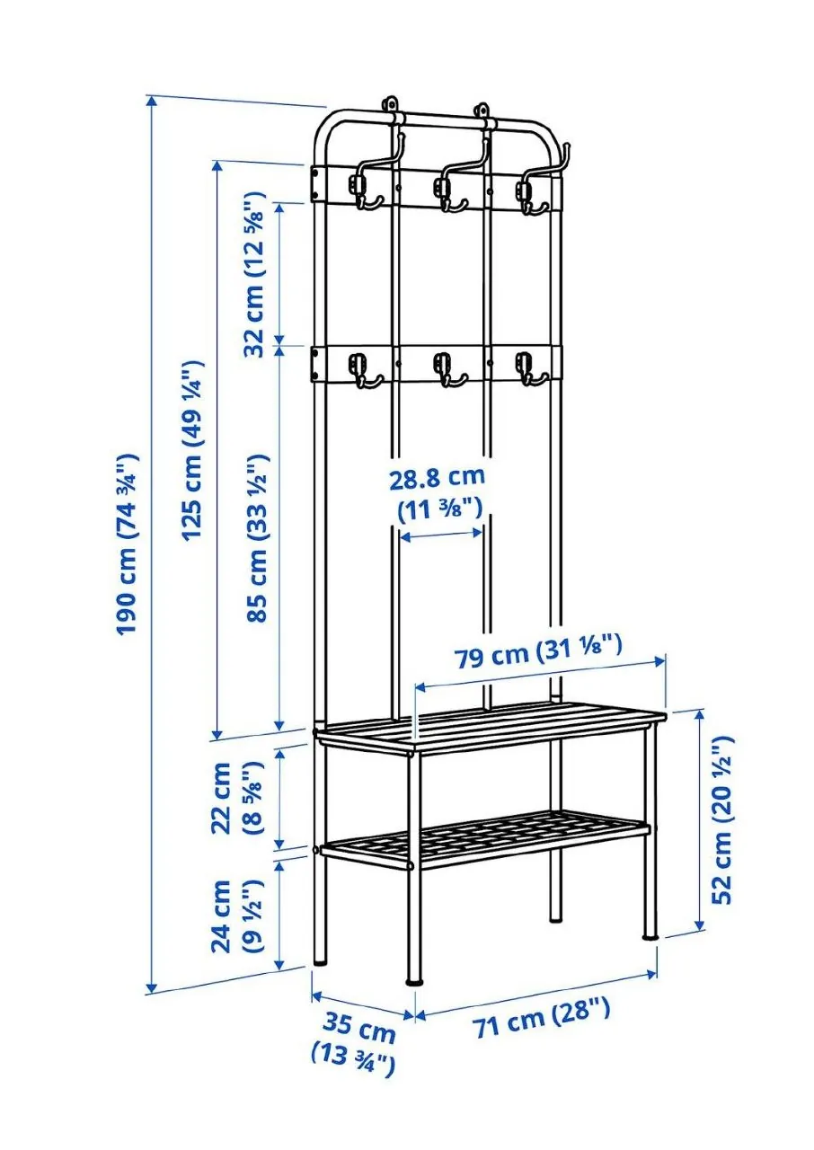 Обувница с крючками IKEA NIPÅSEN 2