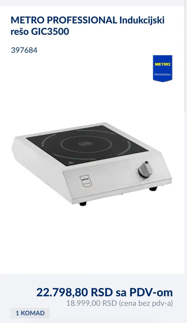 Индукционная плита Metro Professional GIC3500 2