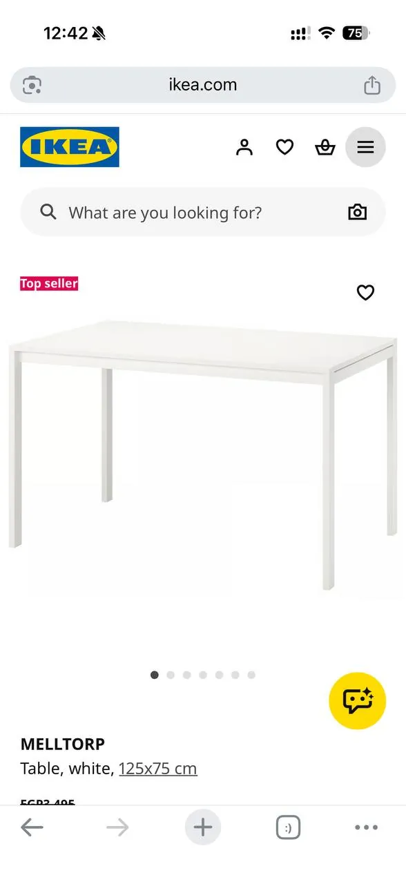 Стол белый IKEA 75x125 Нови Белград 3
