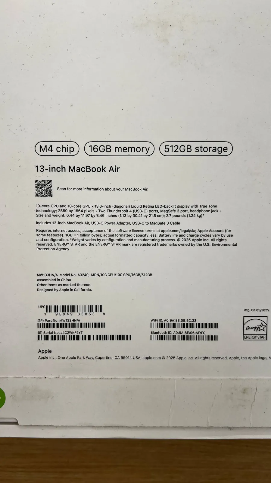 MacBook Air M4 16GB 512GB Нови Сад 1