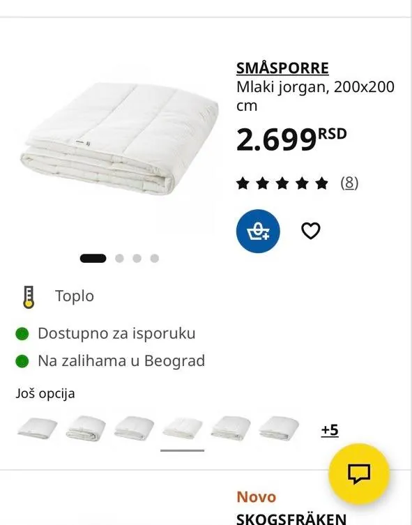 Одеяло IKEA двуспальное 200x200 см 1500 RSD 2