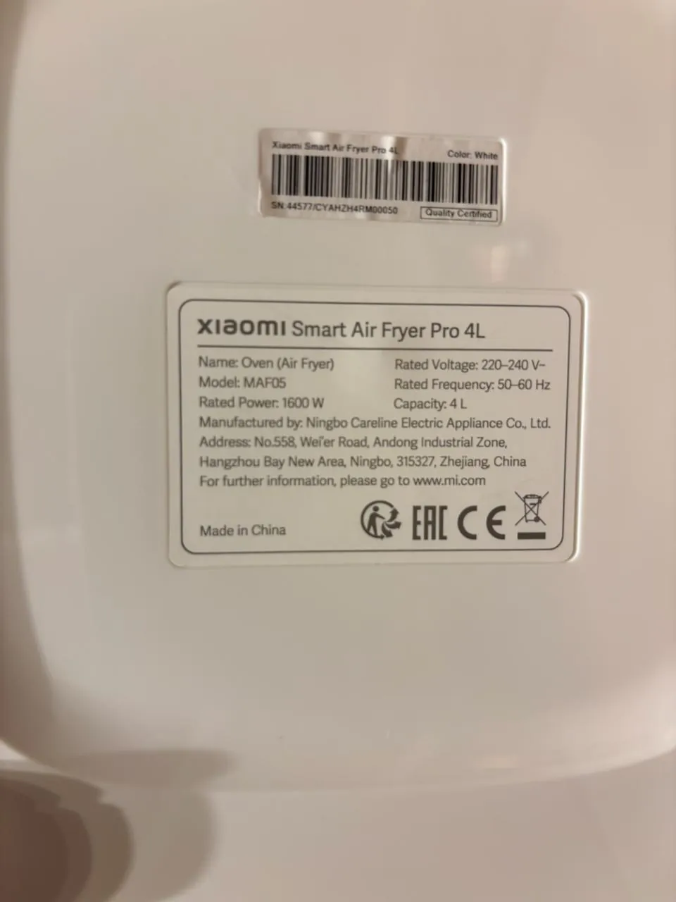 Аэрогриль Xiaomi Smart Air Fryer Pro 4L 8000 RSD 4