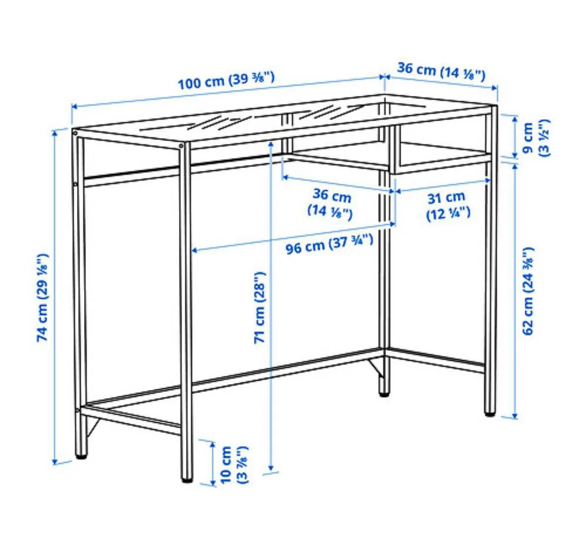 Стол IKEA 100x36x74 3